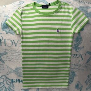 5️⃣ FOR 2️⃣0️⃣ SALE 🏷️ Ralph Lauren Sport Lime Green & White Striped Shirt XS